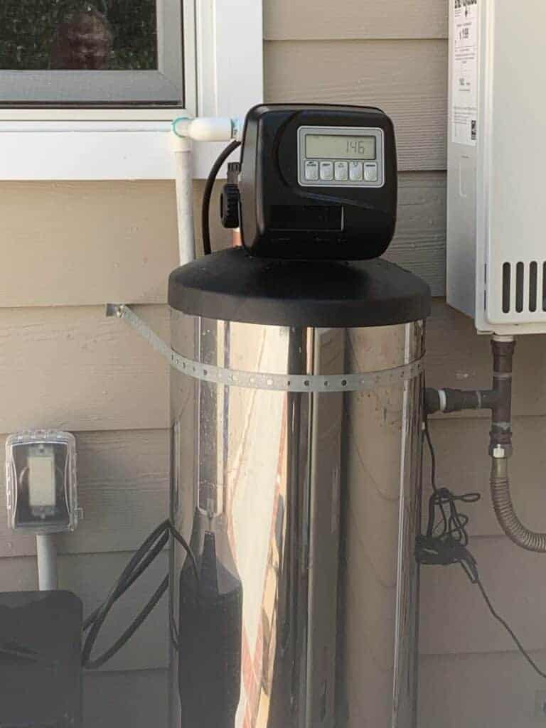 odometer reading on the system for hard water treatment