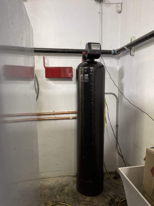 basement installation in los angeles of a commercial water softener located near the Los Angeles area